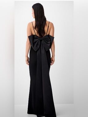 Symphony Black Bow Back Maxi Dress Size Small NWT